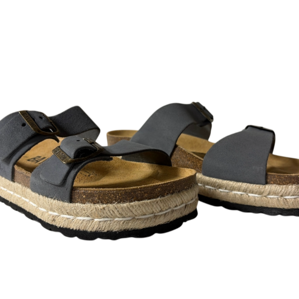 Bayton Damen Plateau-Pantoletten „Alcee“ Dunkelgrau Wildleder-Optik | Gr. 39 | Neu