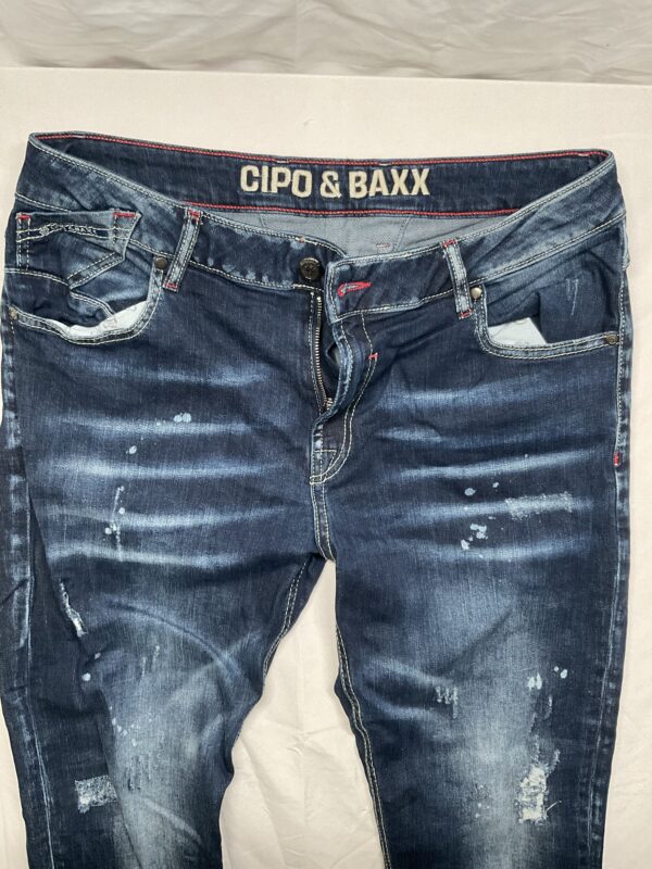Cipo & Baxx Herren Jeans Hose Destroyed-Look Dunkelblau | W36 L34