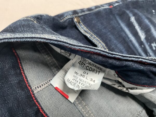 Cipo & Baxx Herren Jeans Hose Destroyed-Look Dunkelblau | W36 L34
