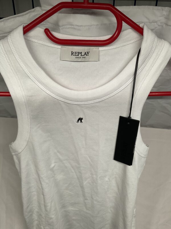 Replay Tanktop Gerippt Logo Weiß | Gr. L |
