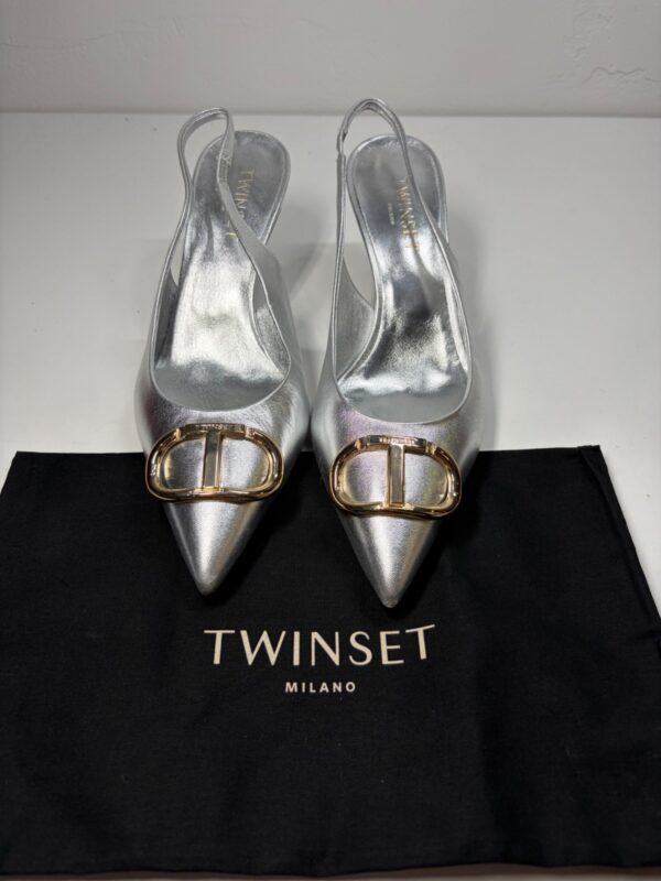 TWIN-SET Metallic Slingback Pumps Argento - Silber - EUR 40 | UK 6,5 | US 9
