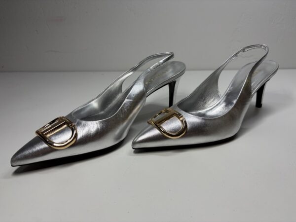 TWIN-SET Metallic Slingback Pumps Argento - Silber - EUR 40 | UK 6,5 | US 9