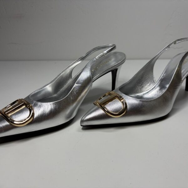TWIN-SET Metallic Slingback Pumps Argento - Silber - EUR 40 | UK 6,5 | US 9